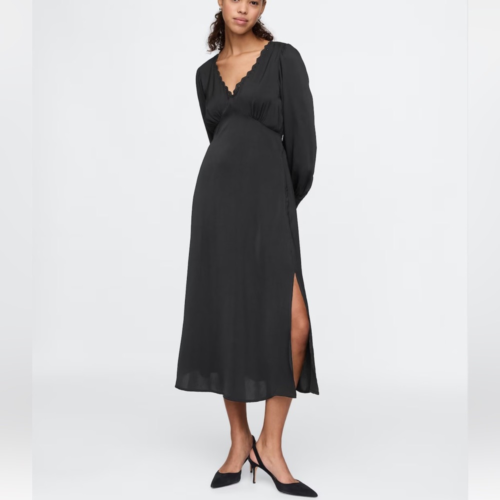 NWT- GAP- XXS. Satin Empire Eyelet Midi Dress